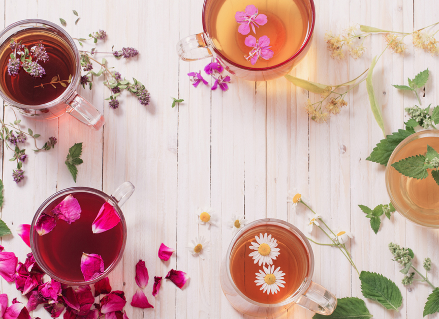 cups of herbal tea
